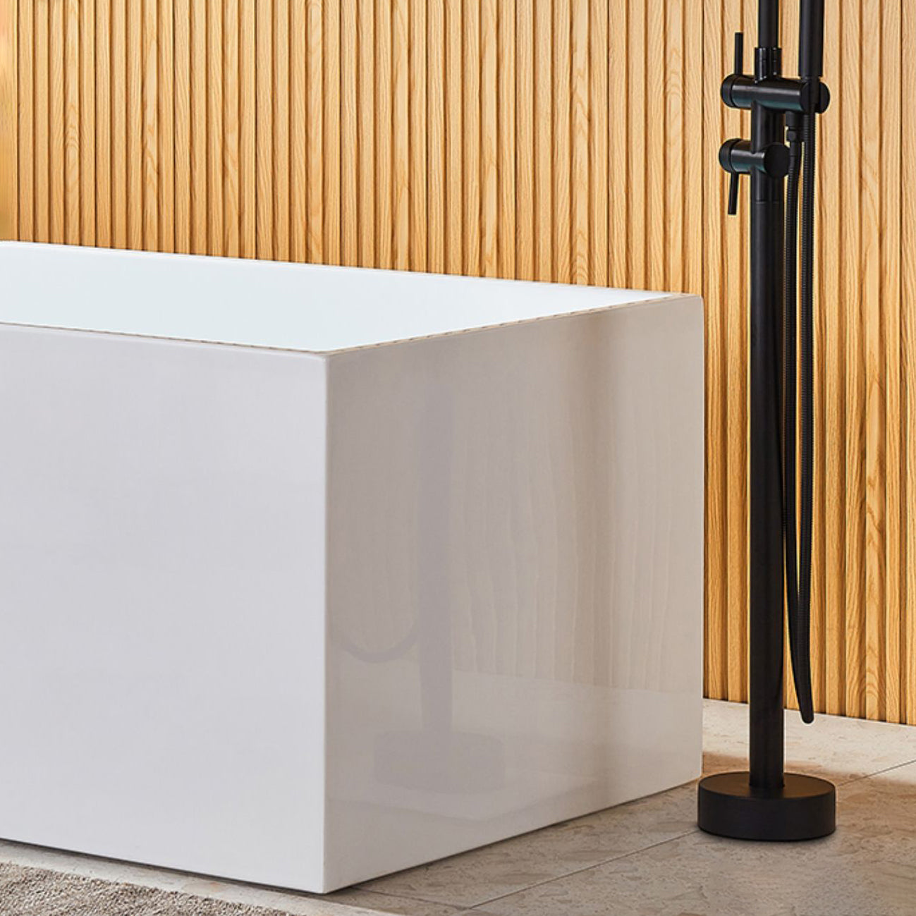 Modern Rectangle Acrylic Bathtub Freestand Soaking Bathtub with Drain Bath Tub Clearhalo 'Bathroom Remodel & Bathroom Fixtures' 'Bathtubs' 'Home Improvement' 'home_improvement' 'home_improvement_bathtubs' 'Showers & Bathtubs' 6676690