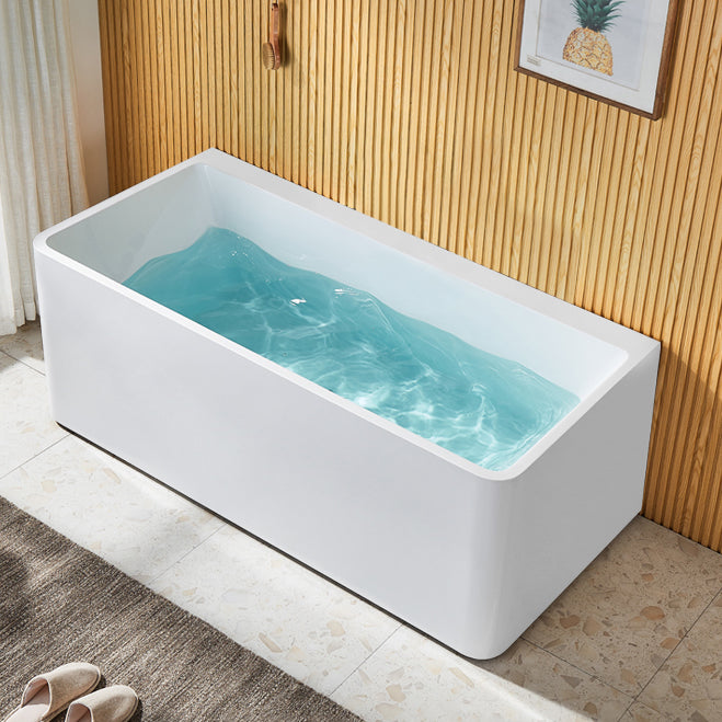 Modern Acrylic Rectangle Bathtub White Back to Wall with Drain Bath Tub White Tub Clearhalo 'Bathroom Remodel & Bathroom Fixtures' 'Bathtubs' 'Home Improvement' 'home_improvement' 'home_improvement_bathtubs' 'Showers & Bathtubs' 6676704