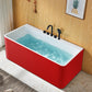 Modern Acrylic Rectangle Bathtub White Back to Wall with Drain Bath Tub Red-White Tub with Black 5-Piece Set Clearhalo 'Bathroom Remodel & Bathroom Fixtures' 'Bathtubs' 'Home Improvement' 'home_improvement' 'home_improvement_bathtubs' 'Showers & Bathtubs' 6676712