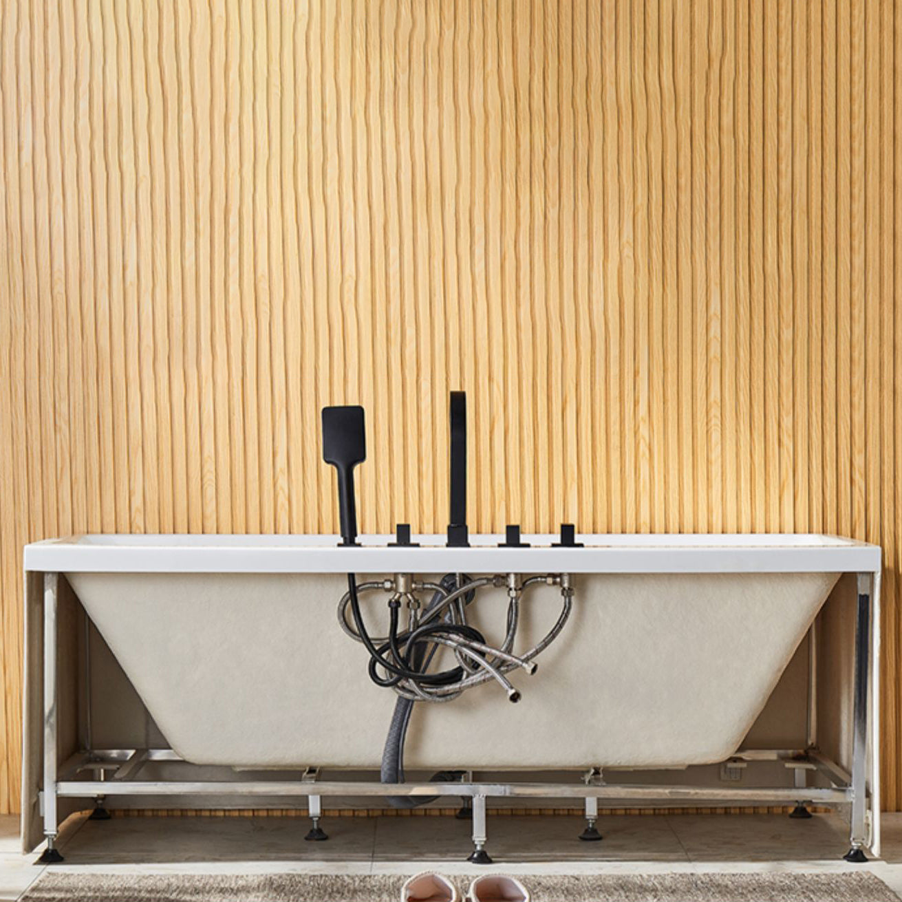 Modern Acrylic Rectangle Bathtub White Back to Wall with Drain Bath Tub Clearhalo 'Bathroom Remodel & Bathroom Fixtures' 'Bathtubs' 'Home Improvement' 'home_improvement' 'home_improvement_bathtubs' 'Showers & Bathtubs' 6676722