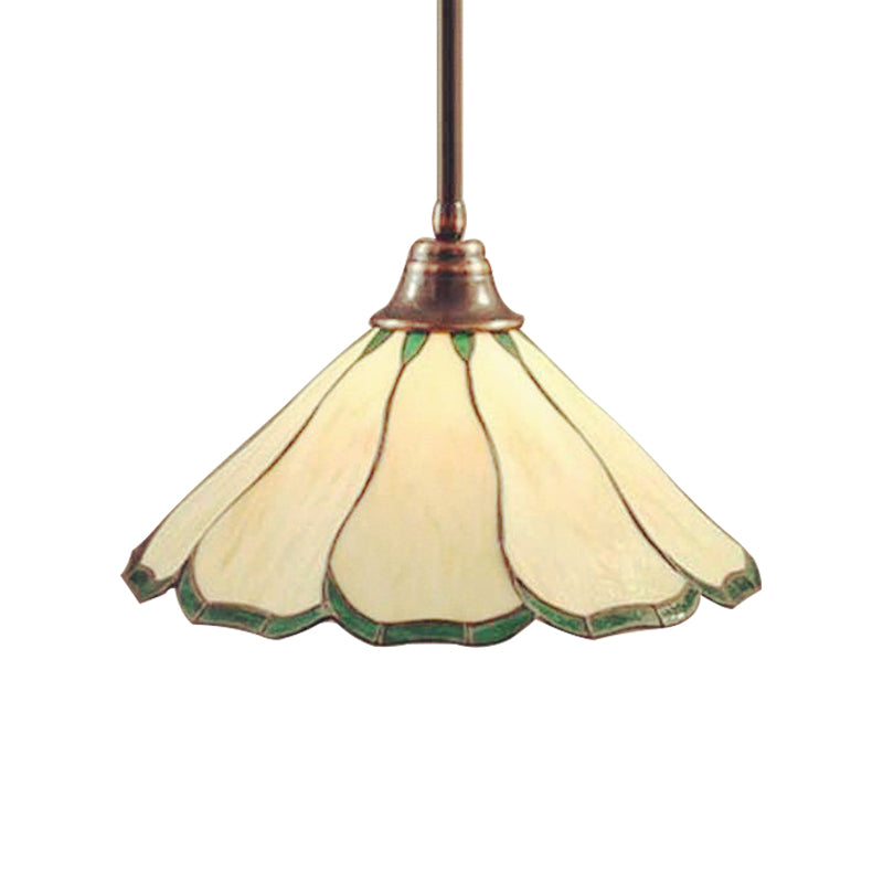 1 Head Blossom Pendant Lamp Tiffany Red/Green Handcrafted Art Glass Suspension Lighting Fixture Clearhalo 'Ceiling Lights' 'Industrial' 'Middle Century Pendants' 'Pendant Lights' 'Pendants' 'Tiffany close to ceiling' 'Tiffany Pendants' 'Tiffany' Lighting' 66788