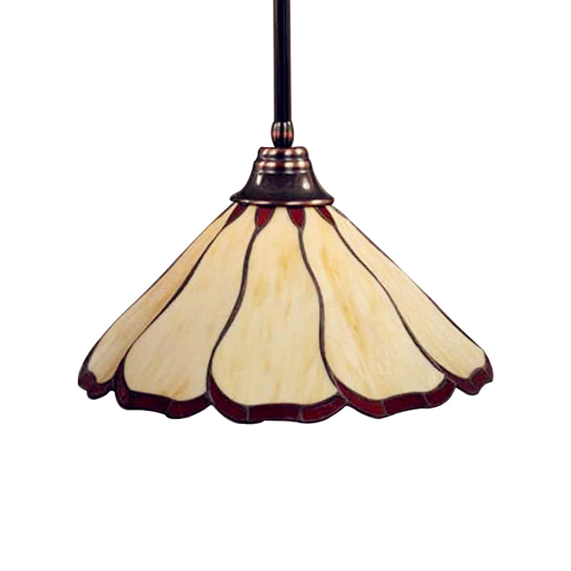 1 Head Blossom Pendant Lamp Tiffany Red/Green Handcrafted Art Glass Suspension Lighting Fixture Clearhalo 'Ceiling Lights' 'Industrial' 'Middle Century Pendants' 'Pendant Lights' 'Pendants' 'Tiffany close to ceiling' 'Tiffany Pendants' 'Tiffany' Lighting' 66791