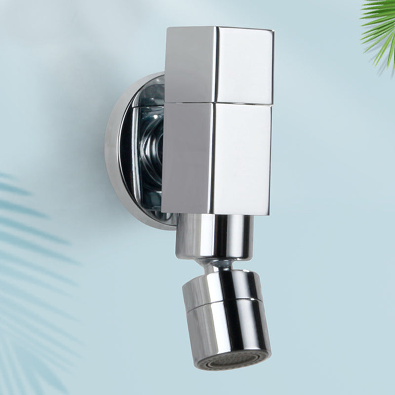 Industrial Wall Mounted Bathroom Faucet Knob Handle Solid Brass Faucet Chrome Square Clearhalo 'Bathroom Remodel & Bathroom Fixtures' 'Bathroom Sink Faucets' 'Bathroom Sinks & Faucet Components' 'bathroom_sink_faucets' 'Home Improvement' 'home_improvement' 'home_improvement_bathroom_sink_faucets' 6680729