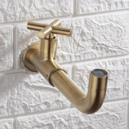 Contemporary Wall Mounted Bathroom Faucet Cross Handles Stainless Steel Faucet Clearhalo 'Bathroom Remodel & Bathroom Fixtures' 'Bathroom Sink Faucets' 'Bathroom Sinks & Faucet Components' 'bathroom_sink_faucets' 'Home Improvement' 'home_improvement' 'home_improvement_bathroom_sink_faucets' 6680760
