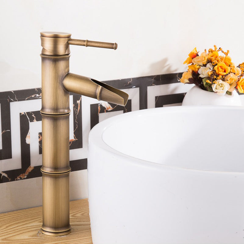 Farmhouse Vessel Faucet Brass Lever Handles Waterfall Spout Lavatory Faucet Clearhalo 'Bathroom Remodel & Bathroom Fixtures' 'Bathroom Sink Faucets' 'Bathroom Sinks & Faucet Components' 'bathroom_sink_faucets' 'Home Improvement' 'home_improvement' 'home_improvement_bathroom_sink_faucets' 6680818