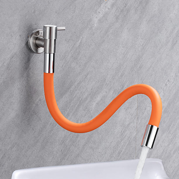 Contemporary Wall Mounted Bathroom Faucet Lever Handles Stainless Steel Faucet Orange 20 Inches Clearhalo 'Bathroom Remodel & Bathroom Fixtures' 'Bathroom Sink Faucets' 'Bathroom Sinks & Faucet Components' 'bathroom_sink_faucets' 'Home Improvement' 'home_improvement' 'home_improvement_bathroom_sink_faucets' 6680858