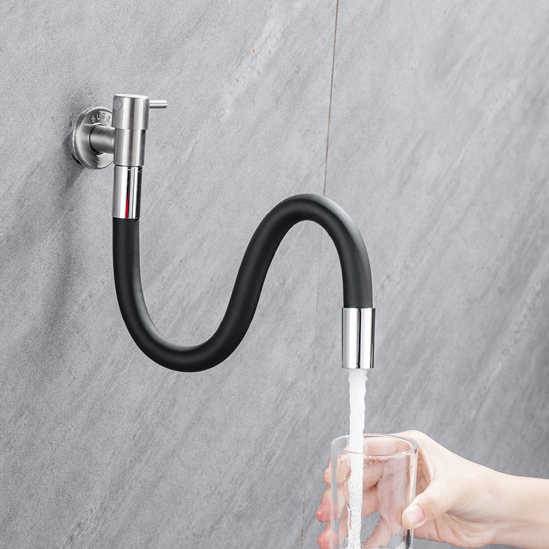 Contemporary Wall Mounted Bathroom Faucet Lever Handles Stainless Steel Faucet Clearhalo 'Bathroom Remodel & Bathroom Fixtures' 'Bathroom Sink Faucets' 'Bathroom Sinks & Faucet Components' 'bathroom_sink_faucets' 'Home Improvement' 'home_improvement' 'home_improvement_bathroom_sink_faucets' 6680861