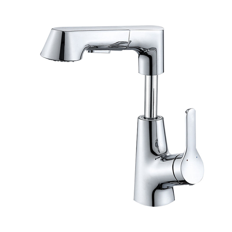 Contemporary Sink Faucet Plian Low Arc Brass Centerset Lavatory Faucet Silver Clearhalo 'Bathroom Remodel & Bathroom Fixtures' 'Bathroom Sink Faucets' 'Bathroom Sinks & Faucet Components' 'bathroom_sink_faucets' 'Home Improvement' 'home_improvement' 'home_improvement_bathroom_sink_faucets' 6680872