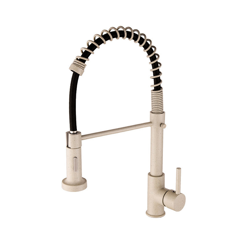 Contemporary Kitchen Faucet Copper Single Handle High Arc Spring Spout Kitchen Faucet Beige Clearhalo 'Home Improvement' 'home_improvement' 'home_improvement_kitchen_faucets' 'Kitchen Faucets' 'Kitchen Remodel & Kitchen Fixtures' 'Kitchen Sinks & Faucet Components' 'kitchen_faucets' 6680886