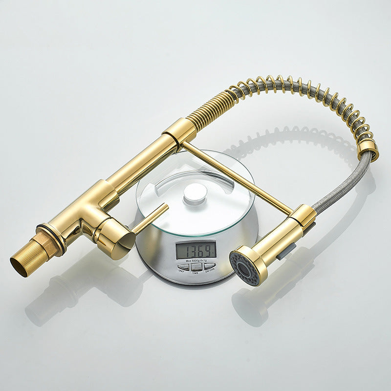 Contemporary Kitchen Faucet Copper Single Handle High Arc Spring Spout Kitchen Faucet Clearhalo 'Home Improvement' 'home_improvement' 'home_improvement_kitchen_faucets' 'Kitchen Faucets' 'Kitchen Remodel & Kitchen Fixtures' 'Kitchen Sinks & Faucet Components' 'kitchen_faucets' 6680890