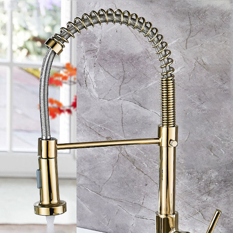 Contemporary Kitchen Faucet Copper Single Handle High Arc Spring Spout Kitchen Faucet Clearhalo 'Home Improvement' 'home_improvement' 'home_improvement_kitchen_faucets' 'Kitchen Faucets' 'Kitchen Remodel & Kitchen Fixtures' 'Kitchen Sinks & Faucet Components' 'kitchen_faucets' 6680895