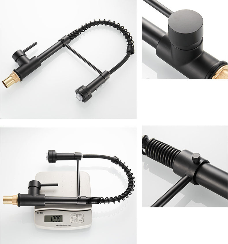 Contemporary Kitchen Faucet Copper Single Handle High Arc Spring Spout Kitchen Faucet Clearhalo 'Home Improvement' 'home_improvement' 'home_improvement_kitchen_faucets' 'Kitchen Faucets' 'Kitchen Remodel & Kitchen Fixtures' 'Kitchen Sinks & Faucet Components' 'kitchen_faucets' 6680901