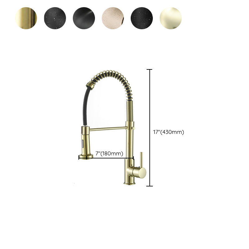 Contemporary Kitchen Faucet Copper Single Handle High Arc Spring Spout Kitchen Faucet Clearhalo 'Home Improvement' 'home_improvement' 'home_improvement_kitchen_faucets' 'Kitchen Faucets' 'Kitchen Remodel & Kitchen Fixtures' 'Kitchen Sinks & Faucet Components' 'kitchen_faucets' 6680902