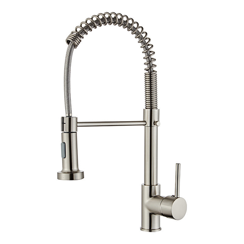 Contemporary Kitchen Faucet Copper 1-Handle High Arc Spring Spout Kitchen Faucet Clearhalo 'Home Improvement' 'home_improvement' 'home_improvement_kitchen_faucets' 'Kitchen Faucets' 'Kitchen Remodel & Kitchen Fixtures' 'Kitchen Sinks & Faucet Components' 'kitchen_faucets' 6680906
