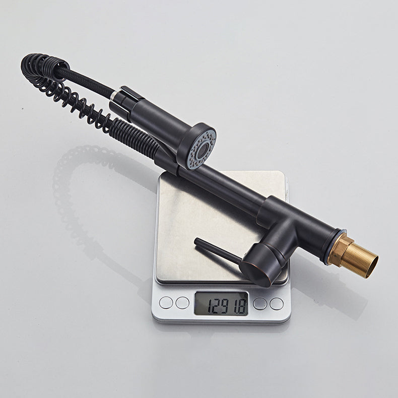 Contemporary Kitchen Faucet Copper 1-Handle High Arc Spring Spout Kitchen Faucet Clearhalo 'Home Improvement' 'home_improvement' 'home_improvement_kitchen_faucets' 'Kitchen Faucets' 'Kitchen Remodel & Kitchen Fixtures' 'Kitchen Sinks & Faucet Components' 'kitchen_faucets' 6680911