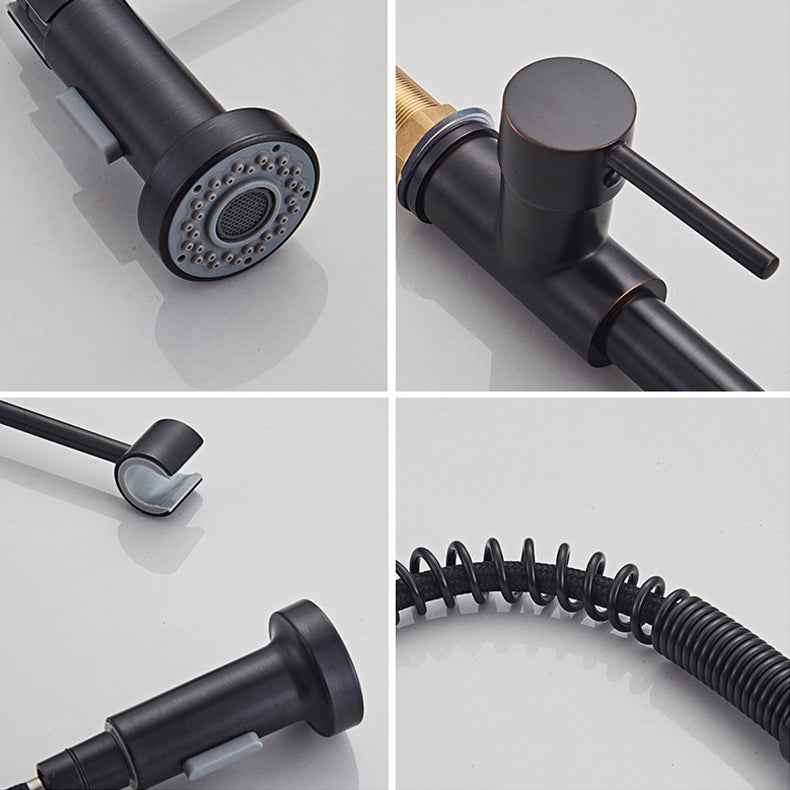 Contemporary Kitchen Faucet Copper 1-Handle High Arc Spring Spout Kitchen Faucet Clearhalo 'Home Improvement' 'home_improvement' 'home_improvement_kitchen_faucets' 'Kitchen Faucets' 'Kitchen Remodel & Kitchen Fixtures' 'Kitchen Sinks & Faucet Components' 'kitchen_faucets' 6680913