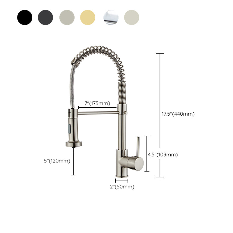 Contemporary Kitchen Faucet Copper 1-Handle High Arc Spring Spout Kitchen Faucet Clearhalo 'Home Improvement' 'home_improvement' 'home_improvement_kitchen_faucets' 'Kitchen Faucets' 'Kitchen Remodel & Kitchen Fixtures' 'Kitchen Sinks & Faucet Components' 'kitchen_faucets' 6680917