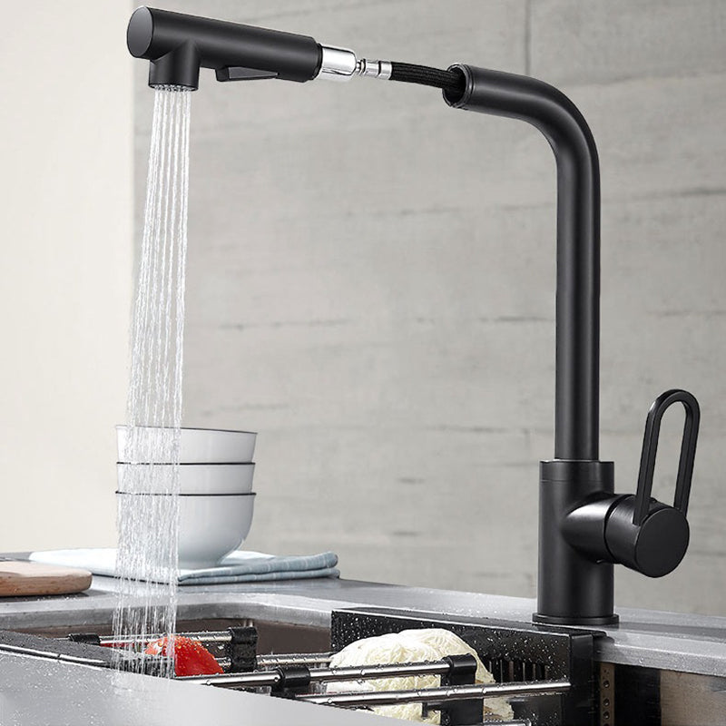 Contemporary Kitchen Faucet Copper 1-Handle High Arc Kitchen Faucet Clearhalo 'Home Improvement' 'home_improvement' 'home_improvement_kitchen_faucets' 'Kitchen Faucets' 'Kitchen Remodel & Kitchen Fixtures' 'Kitchen Sinks & Faucet Components' 'kitchen_faucets' 6680951