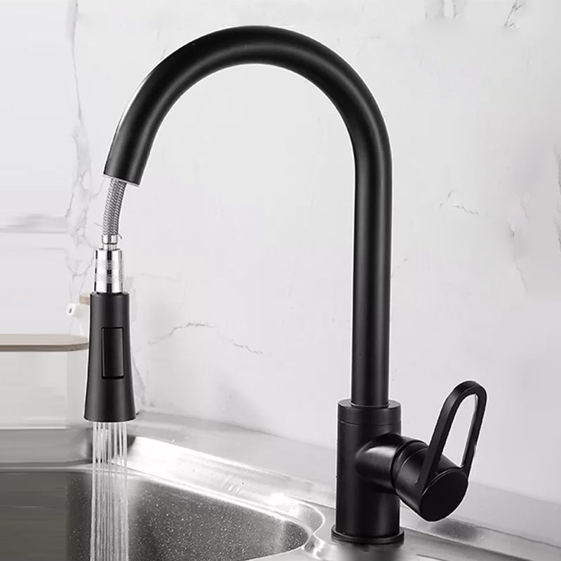 Contemporary Kitchen Faucet Copper 1-Handle High Arc Kitchen Faucet Black Elbow Outlet Clearhalo 'Home Improvement' 'home_improvement' 'home_improvement_kitchen_faucets' 'Kitchen Faucets' 'Kitchen Remodel & Kitchen Fixtures' 'Kitchen Sinks & Faucet Components' 'kitchen_faucets' 6680952