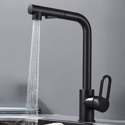 Contemporary Kitchen Faucet Copper 1-Handle High Arc Kitchen Faucet Black 7 Shape Clearhalo 'Home Improvement' 'home_improvement' 'home_improvement_kitchen_faucets' 'Kitchen Faucets' 'Kitchen Remodel & Kitchen Fixtures' 'Kitchen Sinks & Faucet Components' 'kitchen_faucets' 6680955