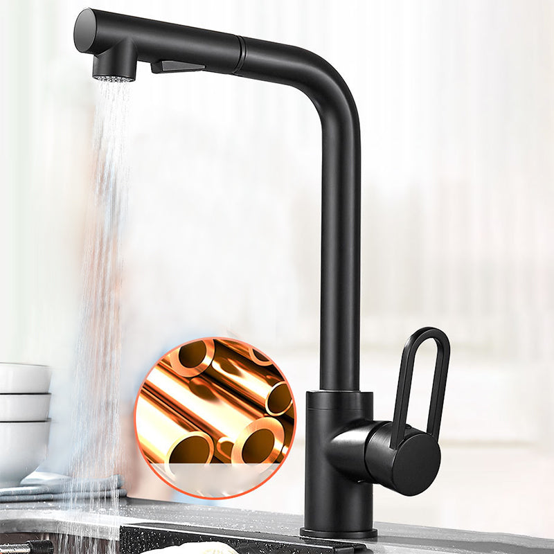 Contemporary Kitchen Faucet Copper 1-Handle High Arc Kitchen Faucet Clearhalo 'Home Improvement' 'home_improvement' 'home_improvement_kitchen_faucets' 'Kitchen Faucets' 'Kitchen Remodel & Kitchen Fixtures' 'Kitchen Sinks & Faucet Components' 'kitchen_faucets' 6680961