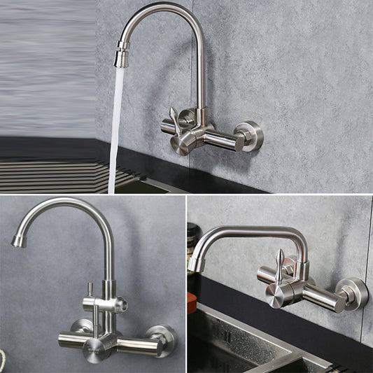 Modern Spray Kitchen Faucet Stainless Steel Lever Handles Wall Filler Faucet Clearhalo 'Home Improvement' 'home_improvement' 'home_improvement_kitchen_faucets' 'Kitchen Faucets' 'Kitchen Remodel & Kitchen Fixtures' 'Kitchen Sinks & Faucet Components' 'kitchen_faucets' 6680968