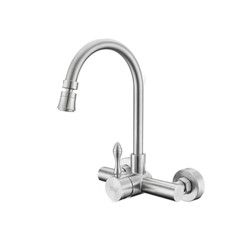 Modern Spray Kitchen Faucet Stainless Steel Lever Handles Wall Filler Faucet Stainless Steel Clearhalo 'Home Improvement' 'home_improvement' 'home_improvement_kitchen_faucets' 'Kitchen Faucets' 'Kitchen Remodel & Kitchen Fixtures' 'Kitchen Sinks & Faucet Components' 'kitchen_faucets' 6680970