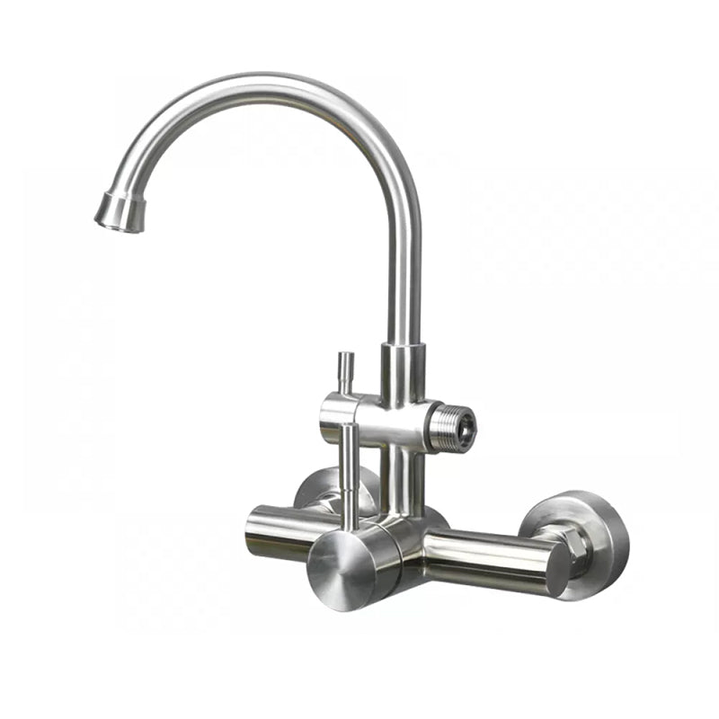 Modern Spray Kitchen Faucet Stainless Steel Lever Handles Wall Filler Faucet Silver Clearhalo 'Home Improvement' 'home_improvement' 'home_improvement_kitchen_faucets' 'Kitchen Faucets' 'Kitchen Remodel & Kitchen Fixtures' 'Kitchen Sinks & Faucet Components' 'kitchen_faucets' 6680971