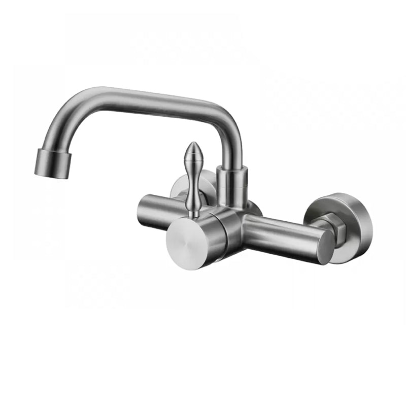 Modern Spray Kitchen Faucet Stainless Steel Lever Handles Wall Filler Faucet Chrome Clearhalo 'Home Improvement' 'home_improvement' 'home_improvement_kitchen_faucets' 'Kitchen Faucets' 'Kitchen Remodel & Kitchen Fixtures' 'Kitchen Sinks & Faucet Components' 'kitchen_faucets' 6680972
