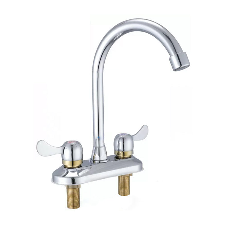 Contemporary Water Filler Double Handle Kitchen Faucet with Deck Plate 9.1" Supply Lines Not Included Clearhalo 'Home Improvement' 'home_improvement' 'home_improvement_kitchen_faucets' 'Kitchen Faucets' 'Kitchen Remodel & Kitchen Fixtures' 'Kitchen Sinks & Faucet Components' 'kitchen_faucets' 6680977