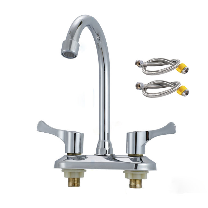 Contemporary Water Filler Double Handle Kitchen Faucet with Deck Plate 9.8" Supply Lines Included Clearhalo 'Home Improvement' 'home_improvement' 'home_improvement_kitchen_faucets' 'Kitchen Faucets' 'Kitchen Remodel & Kitchen Fixtures' 'Kitchen Sinks & Faucet Components' 'kitchen_faucets' 6680982