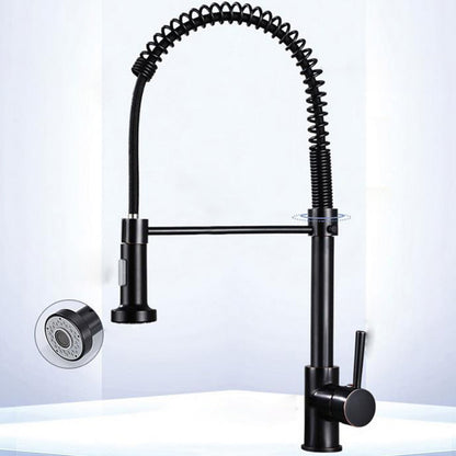 Modern Farmhouse Faucet Spring Spout Water Filler One Handle High Arch Kitchen Faucet Black Clearhalo 'Home Improvement' 'home_improvement' 'home_improvement_kitchen_faucets' 'Kitchen Faucets' 'Kitchen Remodel & Kitchen Fixtures' 'Kitchen Sinks & Faucet Components' 'kitchen_faucets' 6680994