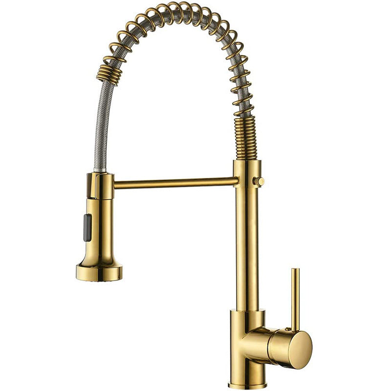 Modern Farmhouse Faucet Spring Spout Water Filler One Handle High Arch Kitchen Faucet Gold Clearhalo 'Home Improvement' 'home_improvement' 'home_improvement_kitchen_faucets' 'Kitchen Faucets' 'Kitchen Remodel & Kitchen Fixtures' 'Kitchen Sinks & Faucet Components' 'kitchen_faucets' 6680998