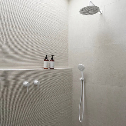 Modern Shower Set Brass Adjustable Water Flow Ceiling Mounted Shower Head Combo White In-wall Top Spray Clearhalo 'Bathroom Remodel & Bathroom Fixtures' 'Home Improvement' 'home_improvement' 'home_improvement_shower_faucets' 'Shower Faucets & Systems' 'shower_faucets' 'Showers & Bathtubs Plumbing' 'Showers & Bathtubs' 6681017