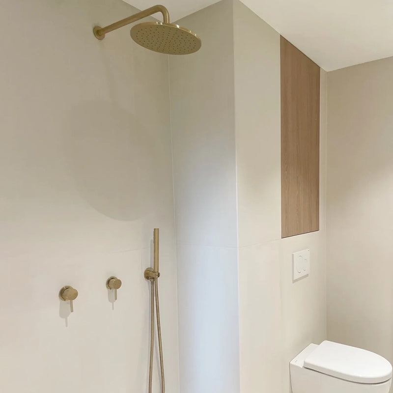 Modern Shower Set Brass Adjustable Water Flow Ceiling Mounted Shower Head Combo Gold In-wall Top Spray Clearhalo 'Bathroom Remodel & Bathroom Fixtures' 'Home Improvement' 'home_improvement' 'home_improvement_shower_faucets' 'Shower Faucets & Systems' 'shower_faucets' 'Showers & Bathtubs Plumbing' 'Showers & Bathtubs' 6681019