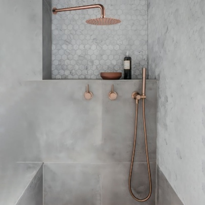 Modern Shower Set Brass Adjustable Water Flow Ceiling Mounted Shower Head Combo Rose Gold In-wall Top Spray Clearhalo 'Bathroom Remodel & Bathroom Fixtures' 'Home Improvement' 'home_improvement' 'home_improvement_shower_faucets' 'Shower Faucets & Systems' 'shower_faucets' 'Showers & Bathtubs Plumbing' 'Showers & Bathtubs' 6681022