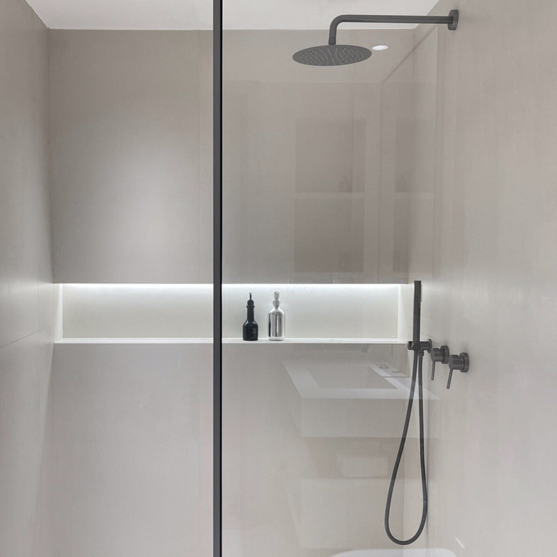 Modern Shower Set Brass Adjustable Water Flow Ceiling Mounted Shower Head Combo Gun Grey In-wall Top Spray Clearhalo 'Bathroom Remodel & Bathroom Fixtures' 'Home Improvement' 'home_improvement' 'home_improvement_shower_faucets' 'Shower Faucets & Systems' 'shower_faucets' 'Showers & Bathtubs Plumbing' 'Showers & Bathtubs' 6681024