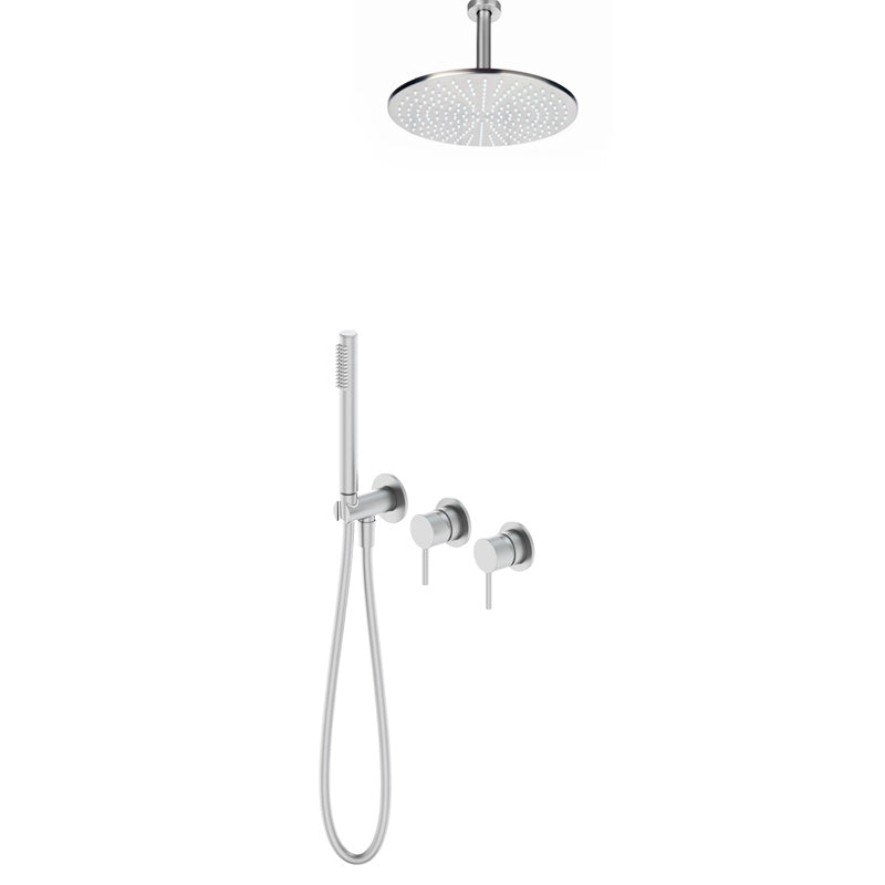 Modern Shower Set Brass Adjustable Water Flow Ceiling Mounted Shower Head Combo Silver Ceiling Top Spray Clearhalo 'Bathroom Remodel & Bathroom Fixtures' 'Home Improvement' 'home_improvement' 'home_improvement_shower_faucets' 'Shower Faucets & Systems' 'shower_faucets' 'Showers & Bathtubs Plumbing' 'Showers & Bathtubs' 6681027