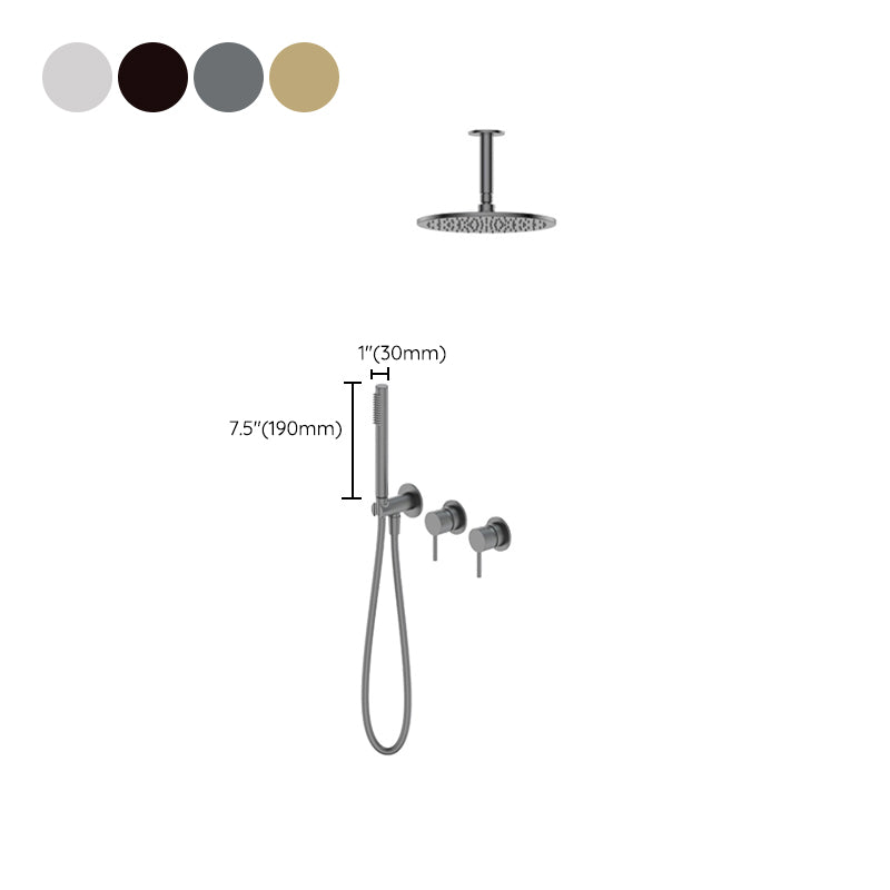 Modern Shower Set Brass Adjustable Water Flow Ceiling Mounted Shower Head Combo Clearhalo 'Bathroom Remodel & Bathroom Fixtures' 'Home Improvement' 'home_improvement' 'home_improvement_shower_faucets' 'Shower Faucets & Systems' 'shower_faucets' 'Showers & Bathtubs Plumbing' 'Showers & Bathtubs' 6681033