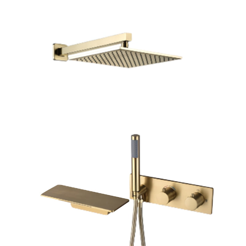 Modern Shower System Brass Temperature Control Fixed Shower Head Shower Combo 12" In-wall Top Spray 3 Clearhalo 'Bathroom Remodel & Bathroom Fixtures' 'Home Improvement' 'home_improvement' 'home_improvement_shower_faucets' 'Shower Faucets & Systems' 'shower_faucets' 'Showers & Bathtubs Plumbing' 'Showers & Bathtubs' 6681066