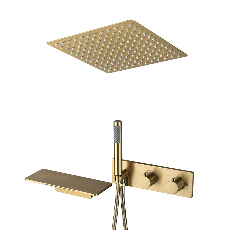 Modern Shower System Brass Temperature Control Fixed Shower Head Shower Combo Ceiling Top Spray 3 Clearhalo 'Bathroom Remodel & Bathroom Fixtures' 'Home Improvement' 'home_improvement' 'home_improvement_shower_faucets' 'Shower Faucets & Systems' 'shower_faucets' 'Showers & Bathtubs Plumbing' 'Showers & Bathtubs' 6681071