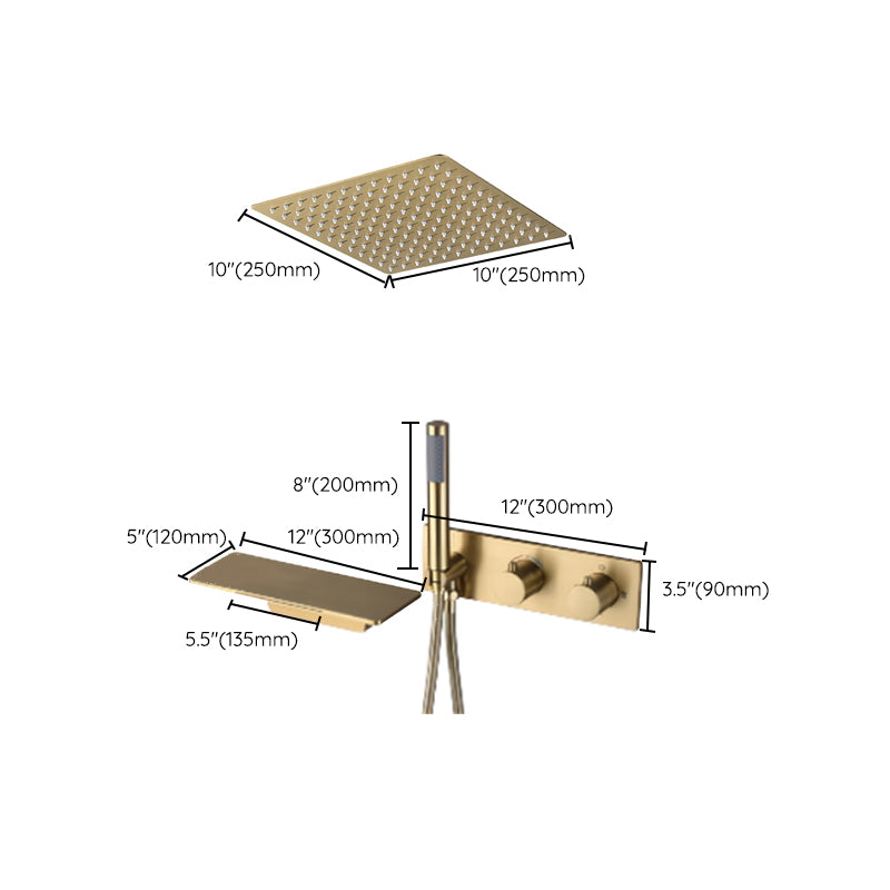 Modern Shower System Brass Temperature Control Fixed Shower Head Shower Combo Clearhalo 'Bathroom Remodel & Bathroom Fixtures' 'Home Improvement' 'home_improvement' 'home_improvement_shower_faucets' 'Shower Faucets & Systems' 'shower_faucets' 'Showers & Bathtubs Plumbing' 'Showers & Bathtubs' 6681082