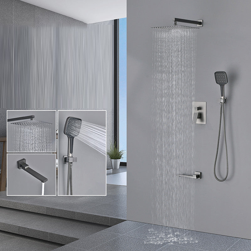 Modern Shower Combo Brass Adjustable Shower Head Temperature Control Shower System Clearhalo 'Bathroom Remodel & Bathroom Fixtures' 'Home Improvement' 'home_improvement' 'home_improvement_shower_faucets' 'Shower Faucets & Systems' 'shower_faucets' 'Showers & Bathtubs Plumbing' 'Showers & Bathtubs' 6681086