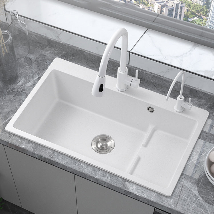 Modern Style Kitchen Sink Quartz Kitchen Sink with Basket Strainer Clearhalo 'Home Improvement' 'home_improvement' 'home_improvement_kitchen_sinks' 'Kitchen Remodel & Kitchen Fixtures' 'Kitchen Sinks & Faucet Components' 'Kitchen Sinks' 'kitchen_sinks' 6681245