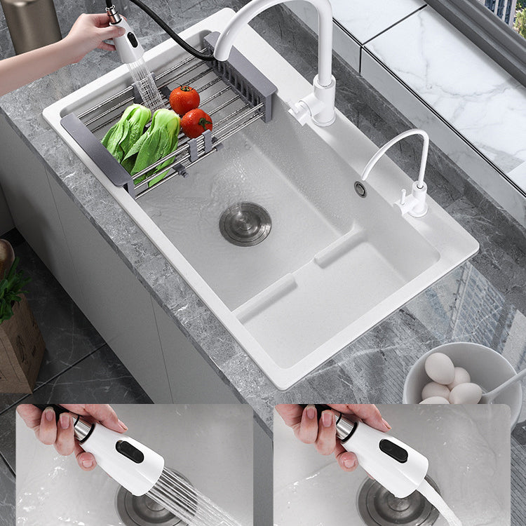 Modern Style Kitchen Sink Quartz Kitchen Sink with Basket Strainer Clearhalo 'Home Improvement' 'home_improvement' 'home_improvement_kitchen_sinks' 'Kitchen Remodel & Kitchen Fixtures' 'Kitchen Sinks & Faucet Components' 'Kitchen Sinks' 'kitchen_sinks' 6681247