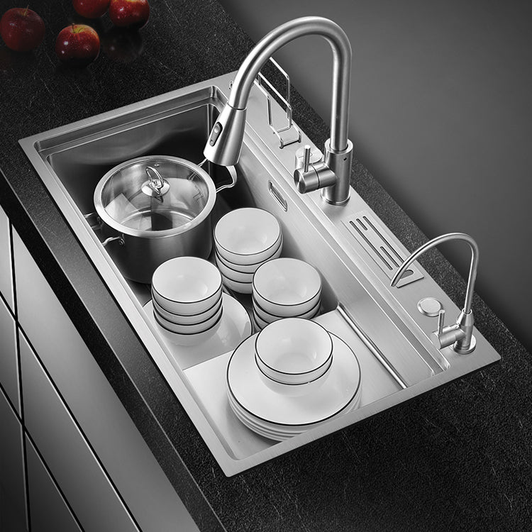 Modern Style Kitchen Sink Stainless Steel Dirt Resistant Drop-In Kitchen Sink Clearhalo 'Home Improvement' 'home_improvement' 'home_improvement_kitchen_sinks' 'Kitchen Remodel & Kitchen Fixtures' 'Kitchen Sinks & Faucet Components' 'Kitchen Sinks' 'kitchen_sinks' 6681261