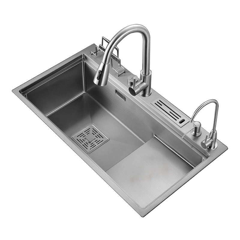 Modern Style Kitchen Sink Stainless Steel Dirt Resistant Drop-In Kitchen Sink Clearhalo 'Home Improvement' 'home_improvement' 'home_improvement_kitchen_sinks' 'Kitchen Remodel & Kitchen Fixtures' 'Kitchen Sinks & Faucet Components' 'Kitchen Sinks' 'kitchen_sinks' 6681263