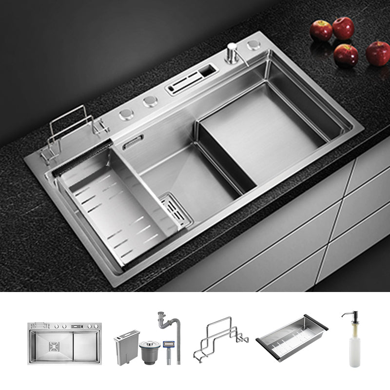 Modern Style Kitchen Sink Stainless Steel Dirt Resistant Drop-In Kitchen Sink Sink Only None Clearhalo 'Home Improvement' 'home_improvement' 'home_improvement_kitchen_sinks' 'Kitchen Remodel & Kitchen Fixtures' 'Kitchen Sinks & Faucet Components' 'Kitchen Sinks' 'kitchen_sinks' 6681264