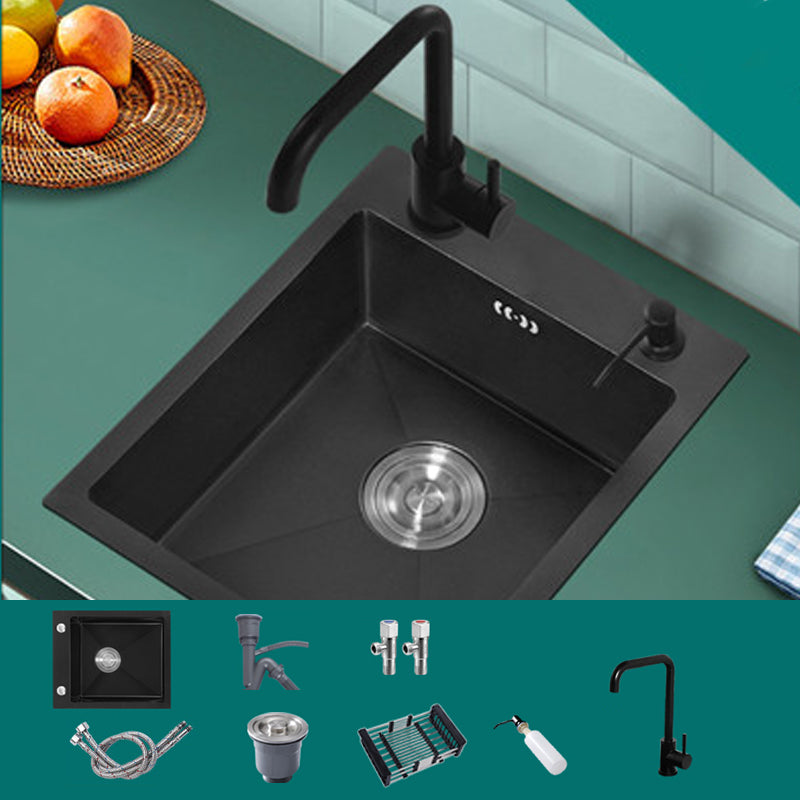 Modern Style Kitchen Sink Stainless Steel Rectangle Drop-In Kitchen Sink Sink with Faucet Square Faucet Clearhalo 'Home Improvement' 'home_improvement' 'home_improvement_kitchen_sinks' 'Kitchen Remodel & Kitchen Fixtures' 'Kitchen Sinks & Faucet Components' 'Kitchen Sinks' 'kitchen_sinks' 6681289