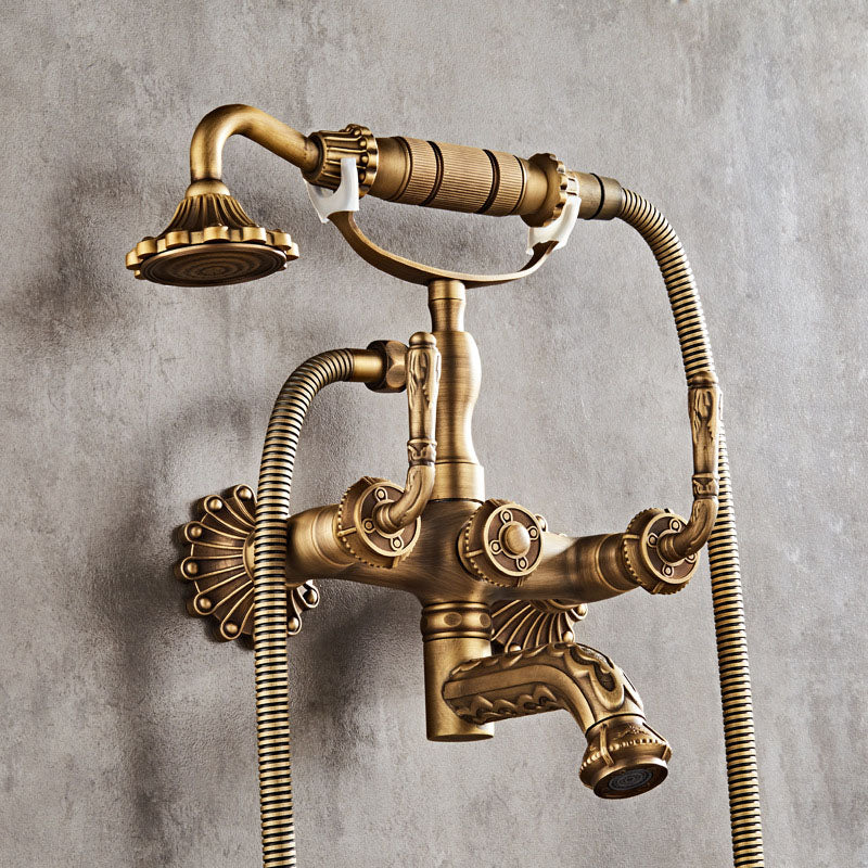 Wall Mounted Metal Freestanding Tub Filler Copper Freestanding Faucet Clearhalo 'Bathroom Remodel & Bathroom Fixtures' 'Bathtub Faucets' 'bathtub_faucets' 'Home Improvement' 'home_improvement' 'home_improvement_bathtub_faucets' 6681430